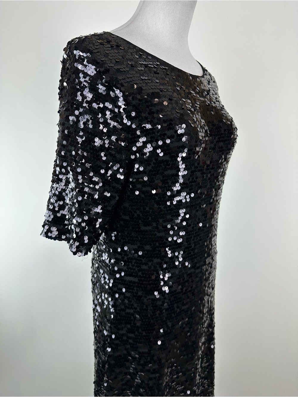 BCBGMAXAZRIA Ennor Black Sequin Floor Length Low Back Dress Size Large - Picture 5 of 13